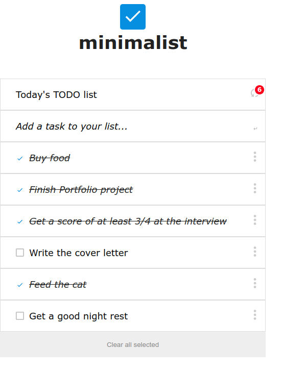 Minimalist ToDo List snapshot